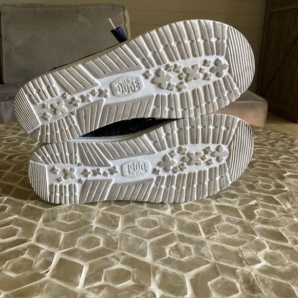 LIKE NEW! Hey Dude Wendy Ugly Sweater women’s slip-ons in ‘Navy/Red/White’ - Picture 9 of 12